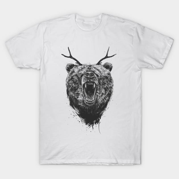 Angry bear with antlers T-Shirt by soltib